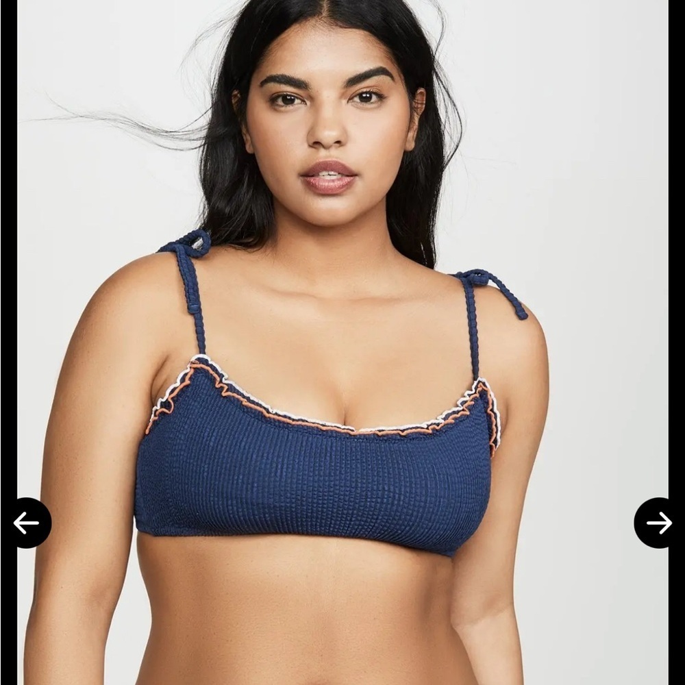 madewell scrunch ruffle trim bikini top bengali indigo xxl